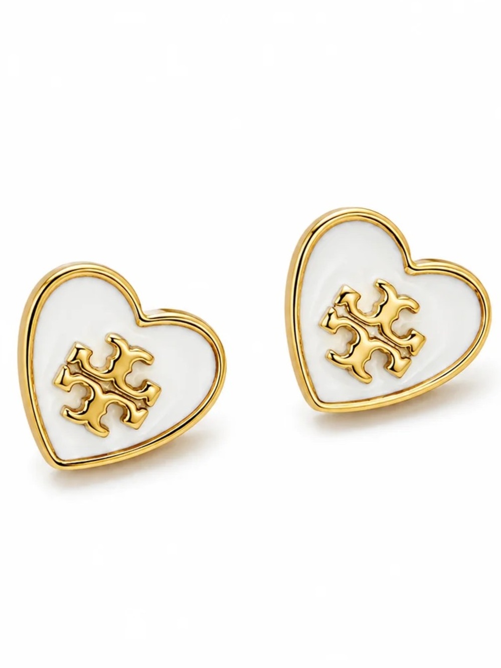 Tory Burch Forget Me Not 🤍 Heart Stud Earrings - Picture 7 of 9